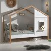 Lit Cabane Bambino 90x200cm MDF Et Pin - Blanc/naturel