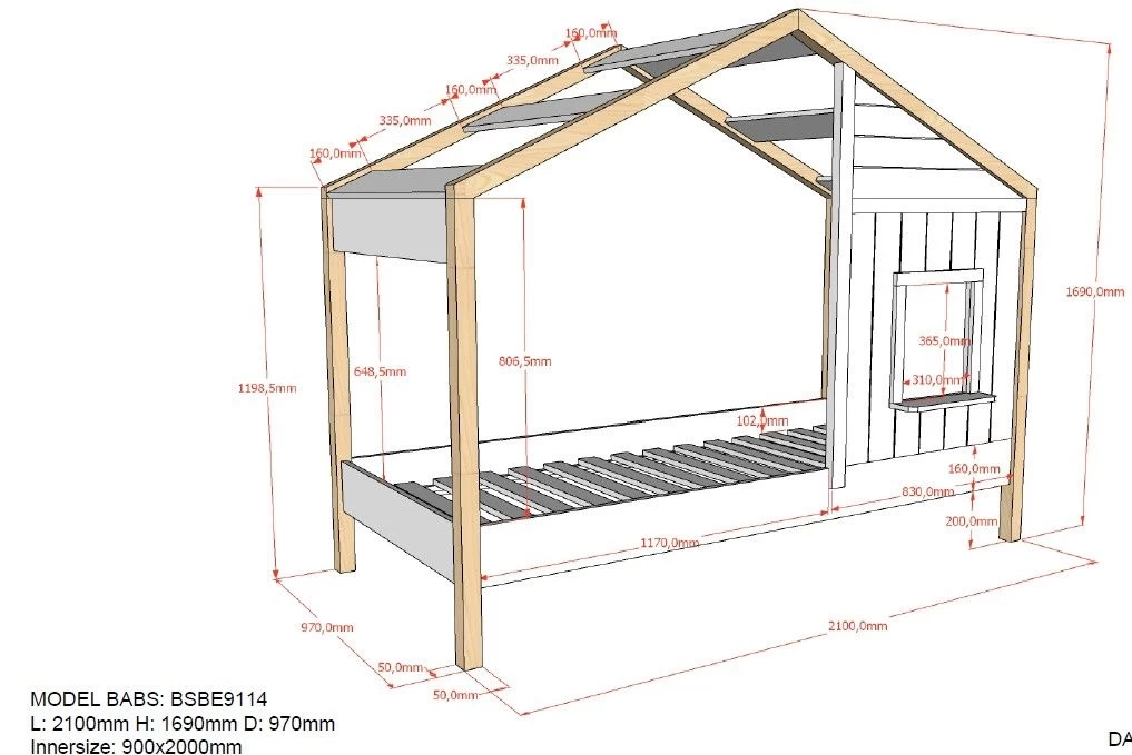 Lit Cabane Bambino 90x200cm MDF Et Pin - Blanc/naturel 2 Lit Cabane Bambino 90x200cm MDF Et Pin - Blanc/naturel – Image 2
