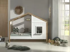 Lit Maison Bambino 90x200 Avec Tiroir De Lit MDF Et Pin - Blanc/naturel -Magasin De Meubles BSCO9114 06 e707