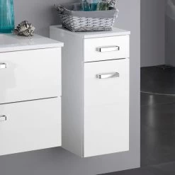 Armoire Salle De Bains Bobbi 30cm 1 Tiroir Et 1 Porte - Blanc