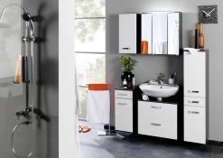 Colonne Bobbi Basse 30cm 2 Portes Et 1 Tiroir - Graphite/blanc Brillant -Magasin De Meubles Bologna Milieu B2 bed6