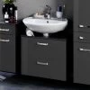 Meuble Sous Lavabo Bobbi 60cm 1 Porte Et 1 Tiroir - Graphite/gris Brillant