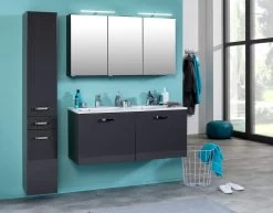 Armoire De Toilette Bobbi 120cm Modèle 2 3 Portes & Eclairage LED - Graphite -Magasin De Meubles Bologna graphit 01a 3605