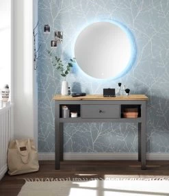 Coiffeuse Enid 114cm1 Tiroir - Gris -Magasin De Meubles Bondy Graphit Artisan Milieu 36 218 T3 7275