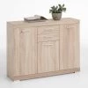FMD Commode Cristal 3 Portes Et 2 Tiroirs 120x90x35 - Chêne
