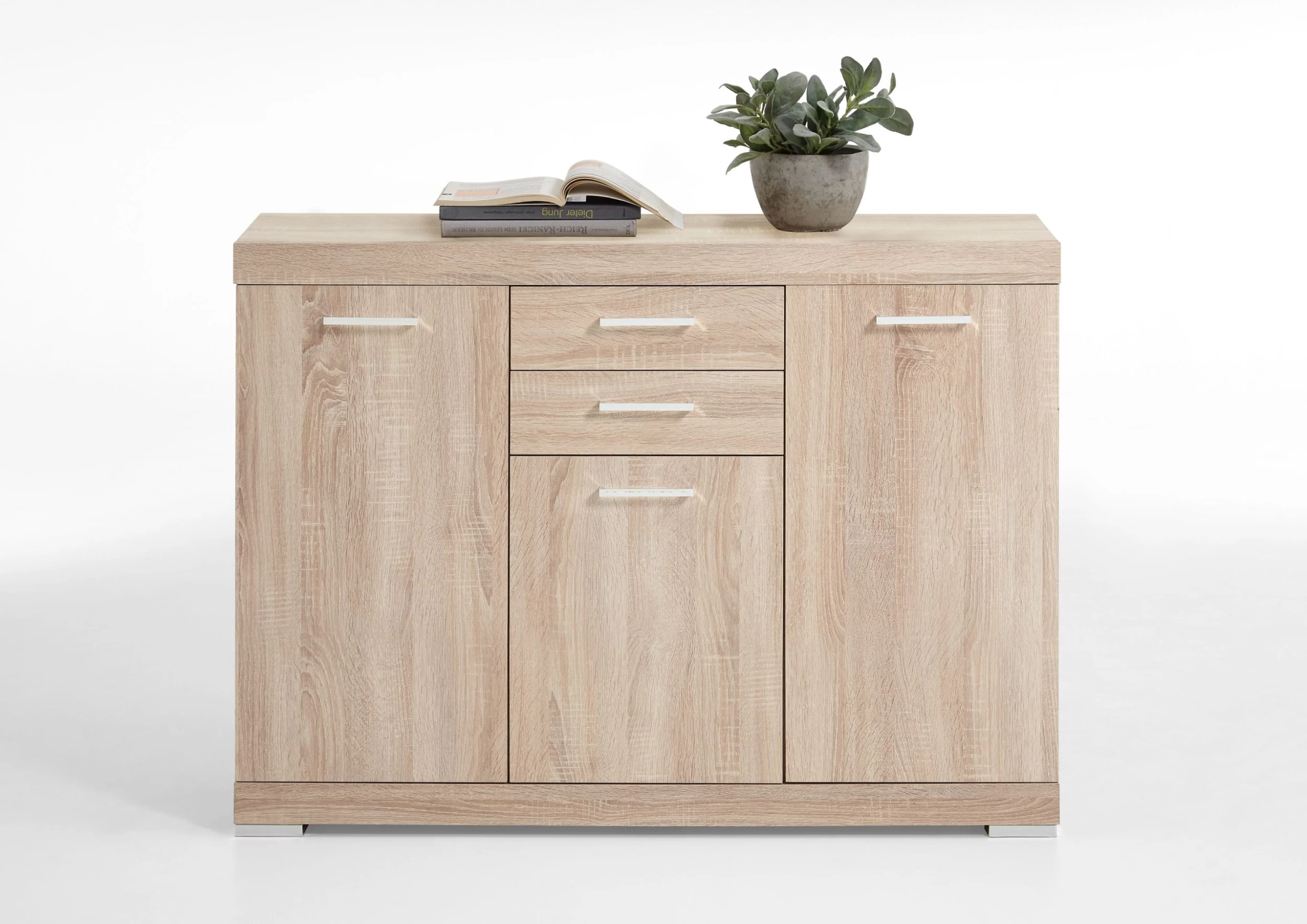 FMD Commode Cristal 3 Portes Et 2 Tiroirs 120x90x35 - Chêne 4 FMD Commode Cristal 3 Portes Et 2 Tiroirs 120x90x35 - Chêne – Image 4