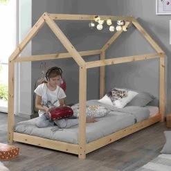 Lit Cabane Home 90x200 - Naturel