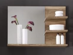 CancunBoom Miroir En Noyer Avec étagères - Design Moderne Et Facile D'entretien