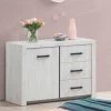 Commode Elvira 120cm Avec 1 Porte & 3 Tiroirs - Chêne Blanc