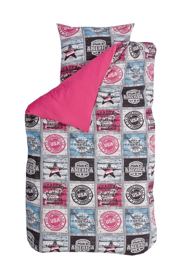 Housse De Couette Baseball - Rose 1 Housse De Couette Baseball - Rose