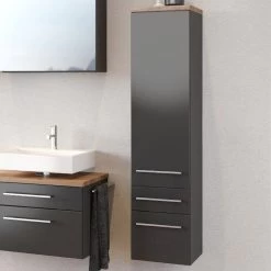 Colonne Dasa 30cm 1 Porte & 2 Tiroirs - Graphite/gris Mat