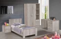 Lit Simple Noémie 90x200 Cm - Chêne/gris -Magasin De Meubles Elise ade4