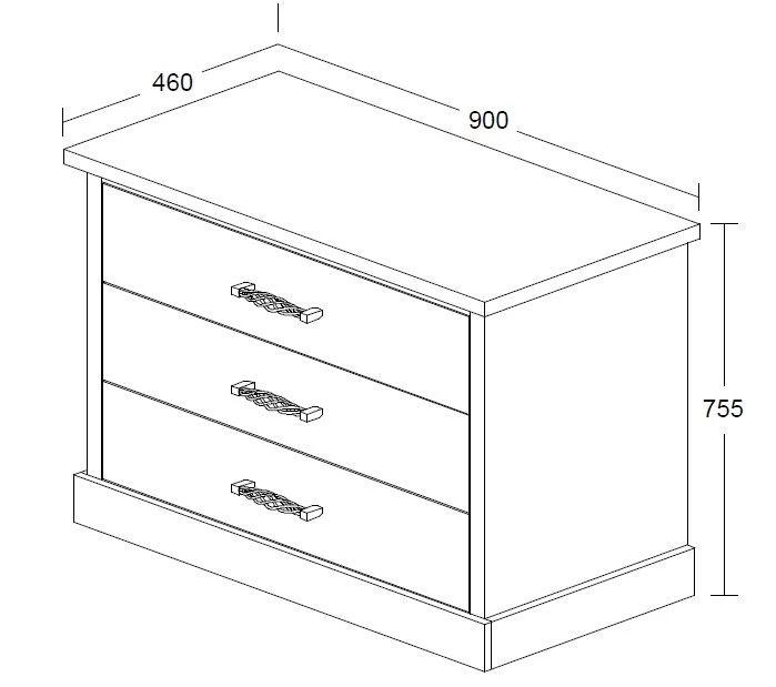 Commode Emily 3 Tiroirs 2 Commode Emily 3 Tiroirs – Image 2
