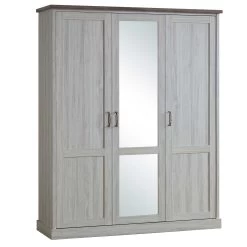 Armoire Emily 172cm Avec 3 Portes & Miroir - Chêne Gris