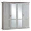 Armoire Emily 225cm Avec 4 Portes & Miroir - Chêne Gris