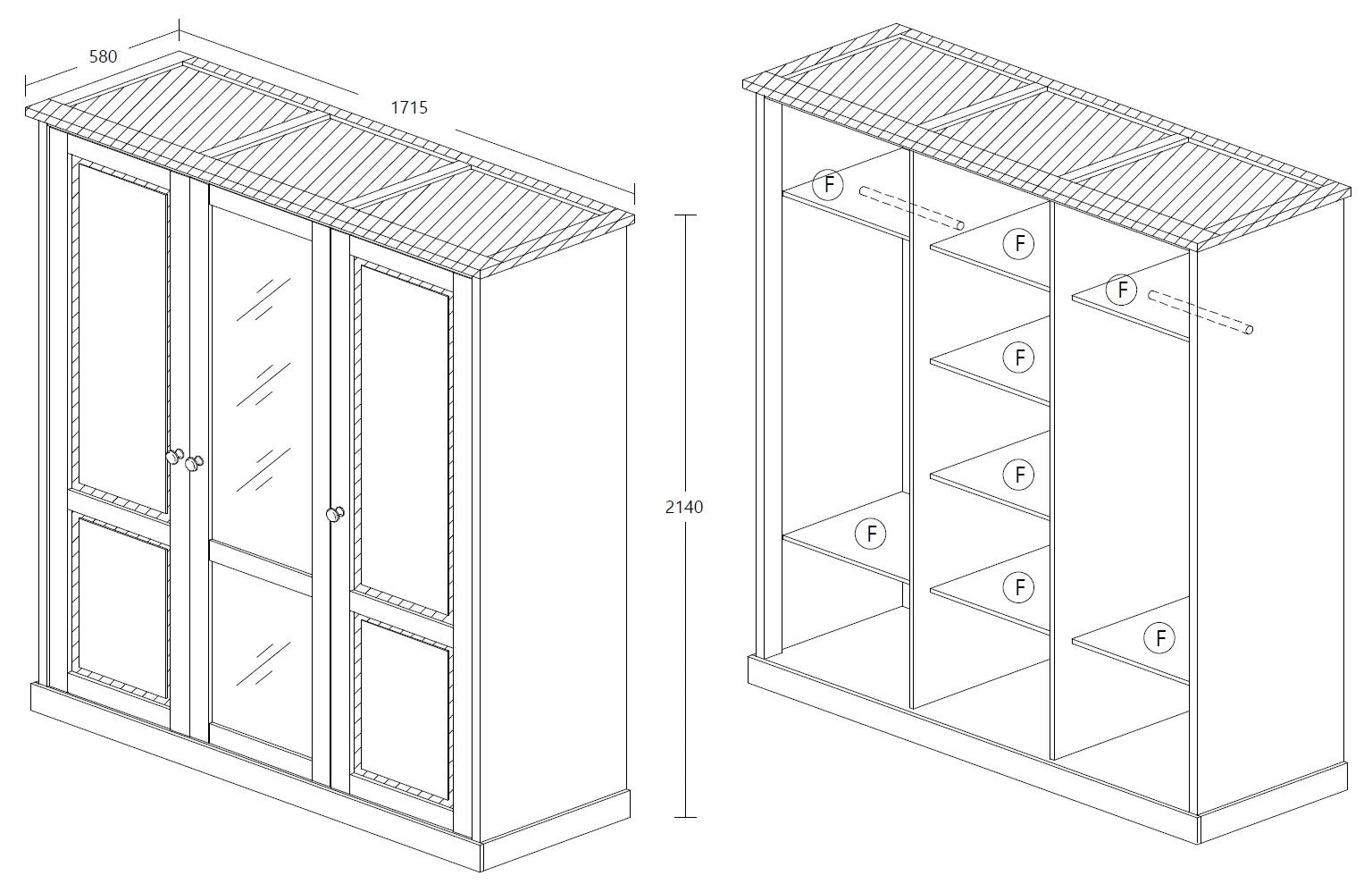 Armoire Hannelore 3 Portes 3 Armoire Hannelore 3 Portes – Image 3