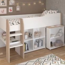 Lit Combiné Moscon 90x200 - Blanc/chêne