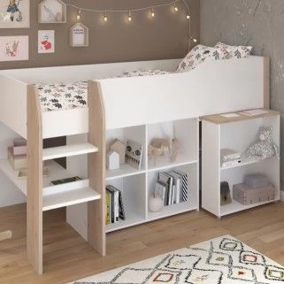 Lit Combiné Moscon 90x200 - Blanc/chêne 1 Lit Combiné Moscon 90x200 - Blanc/chêne