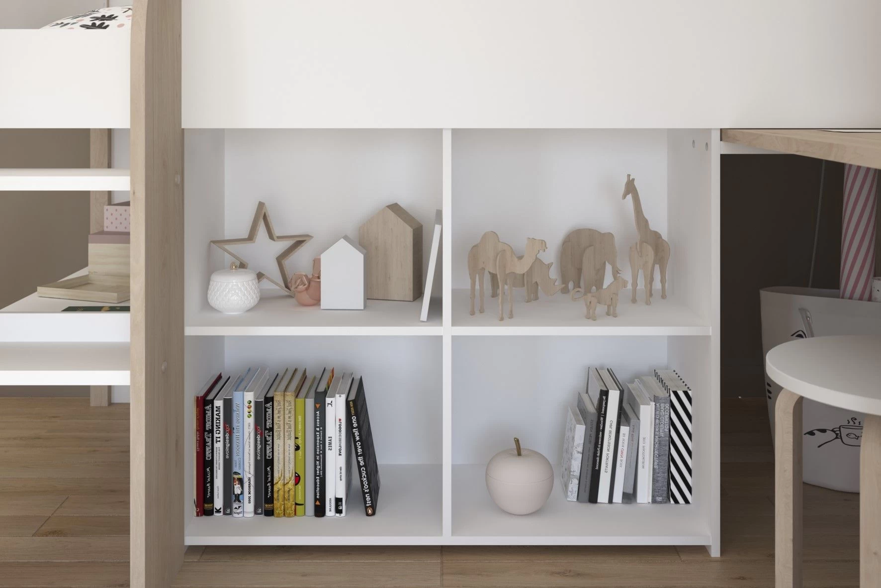 Lit Combiné Moscon 90x200 - Blanc/chêne 3 Lit Combiné Moscon 90x200 - Blanc/chêne – Image 3