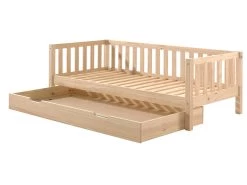 Lit Banquette Friedrich 90x200 Avec Lit Gigogne - Bois Pin Blanchi -Magasin De Meubles FZCO90RB10 05 fa8b