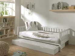Lit Banquette Friedrich 90x200 Avec Tiroir De Lit Bois Pin - Blanc -Magasin De Meubles FZCO90RB14 04 4ca7