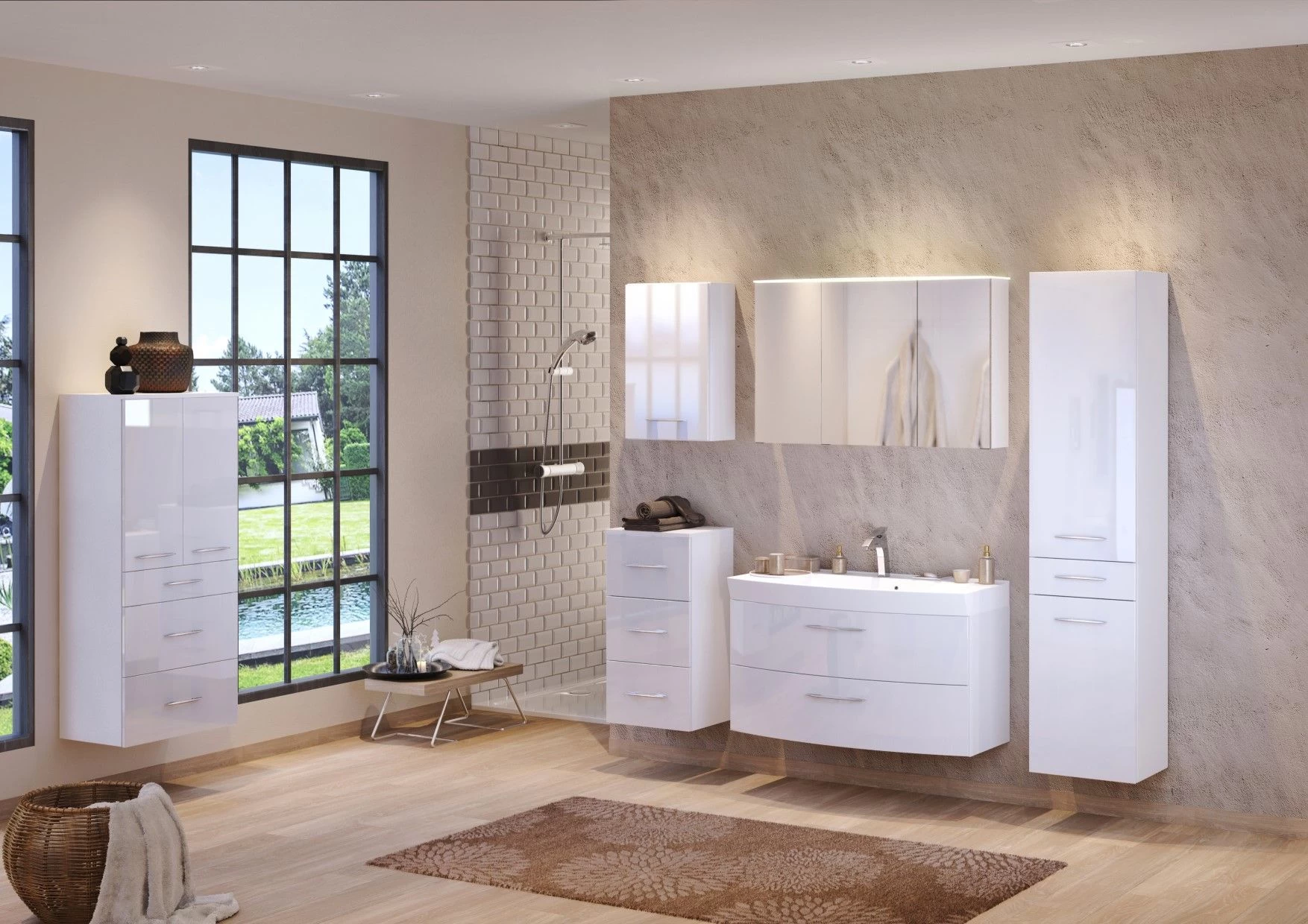 Meuble Vasque Florent Courbé 120cm 2 Tiroirs - Blanc 2 Meuble Vasque Florent Courbé 120cm 2 Tiroirs - Blanc – Image 2