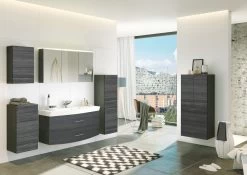 Armoire De Toilette Florent Courbée 100cm 3 Portes & Barre LED - Graphite -Magasin De Meubles Florida Milieu B5 6abd