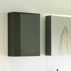 Armoire Murale Florent 40cm 1 Porte - Graphite/gris Brillant
