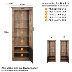 Georgia Tobacco Oak Display Cabinet - Stylish Storage Solution" (en Anglais) -Magasin De Meubles Georgia WO 1735 131 48 bema t Freisteller 368a 1