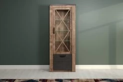 Georgia Tobacco Oak Display Cabinet - Stylish Storage Solution" (en Anglais) -Magasin De Meubles Georgia WO 1735 131 48 frontal ohne Deko b0cb 1