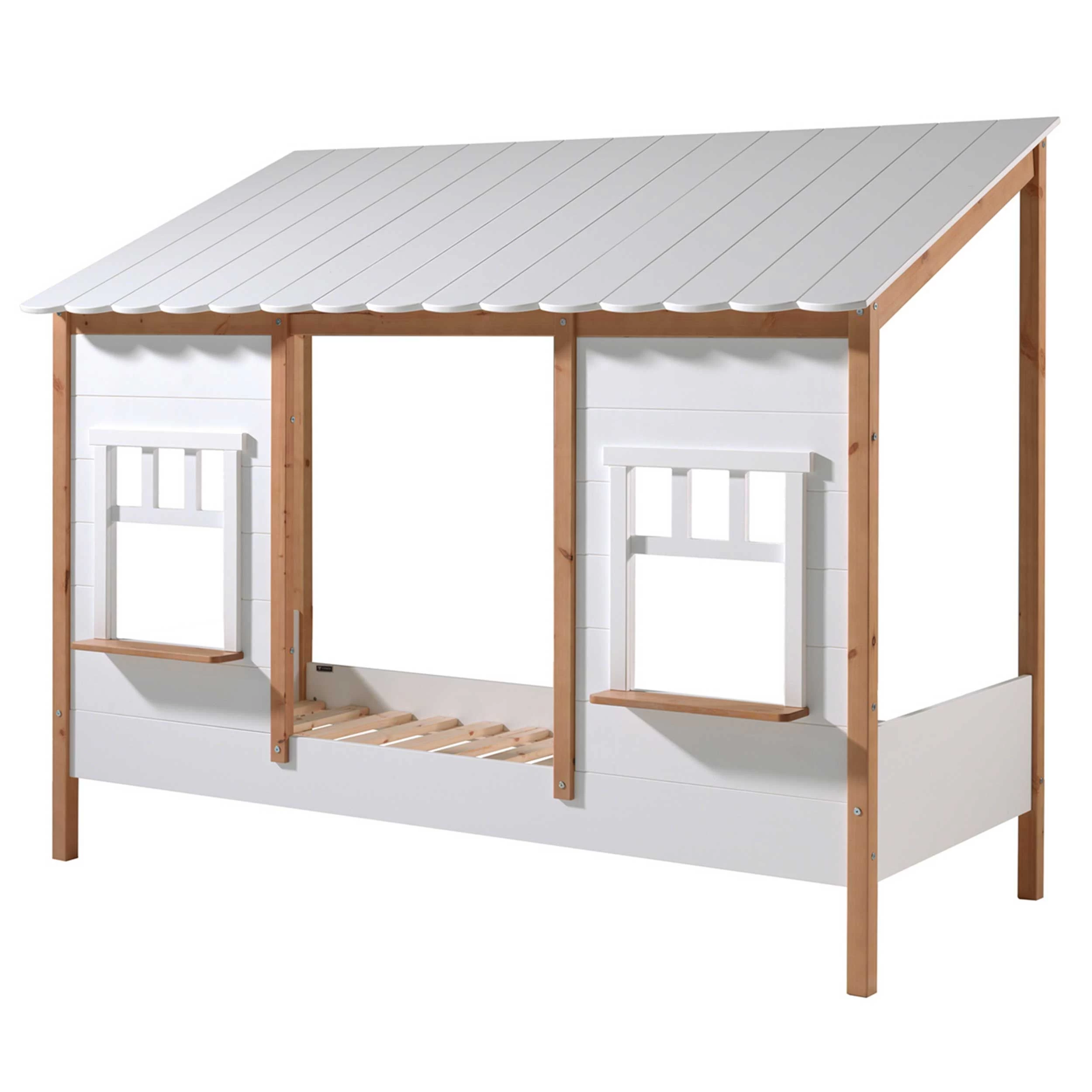 Lit Maison Odense Avec Tiroir De Lit 90x200cm MDF Et Bois De Pin - Blanc/naturel 2 Lit Maison Odense Avec Tiroir De Lit 90x200cm MDF Et Bois De Pin - Blanc/naturel – Image 2