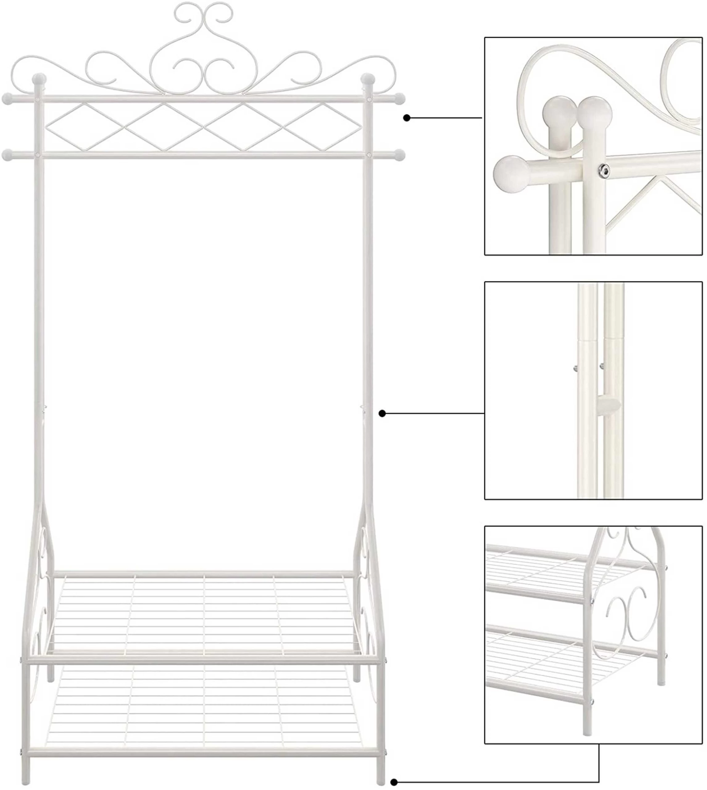 Songmics Portemanteau Et étagère à Vêtements Vintage Crème Avec étagères 3 Songmics Portemanteau Et étagère à Vêtements Vintage Crème Avec étagères – Image 3