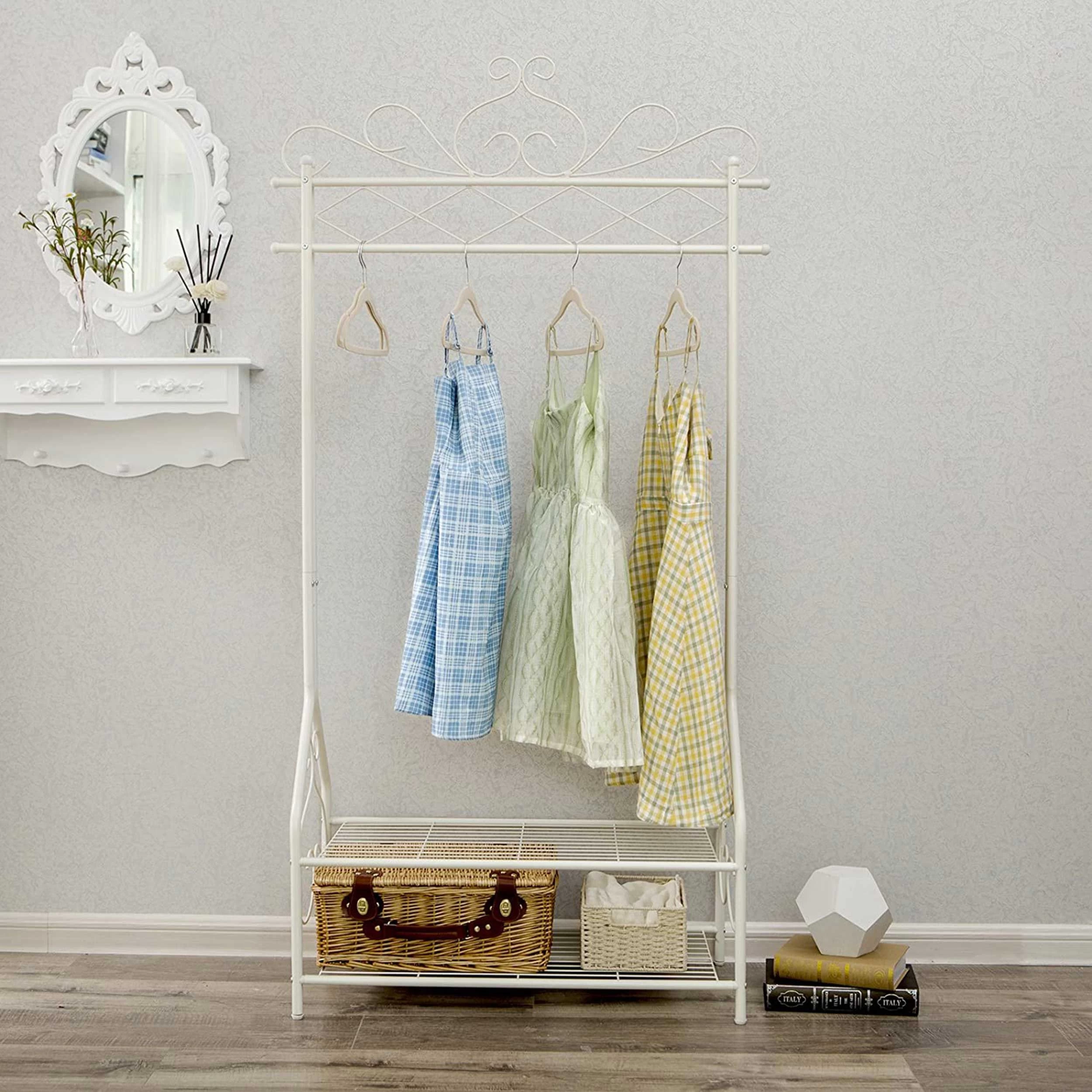 Songmics Portemanteau Et étagère à Vêtements Vintage Crème Avec étagères 1 Songmics Portemanteau Et étagère à Vêtements Vintage Crème Avec étagères