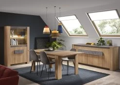 Vitrine Zino 105cm, 4 Portes - Naturel/décor De Béton -Magasin De Meubles IZZY LR bd7a