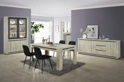 Vitrine Izzo 125cm, 4 Portes - Décor En Chêne/anthracite -Magasin De Meubles Iljo I 89a1