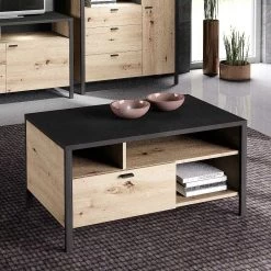 FMD Table Basse In-Loft 95x59 Industriel - Chêne Vieilli