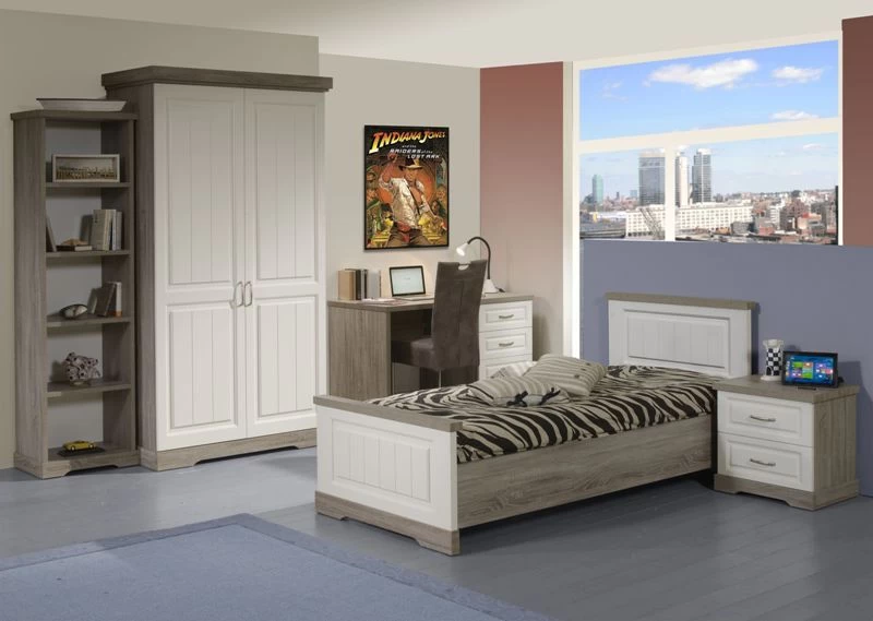 Table De Chevet Isaura 58x46cm, 2 Tiroirs - Blanc/gris 3 Table De Chevet Isaura 58x46cm, 2 Tiroirs - Blanc/gris – Image 3