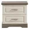 Table De Chevet Isaura 58x46cm, 2 Tiroirs - Blanc/gris