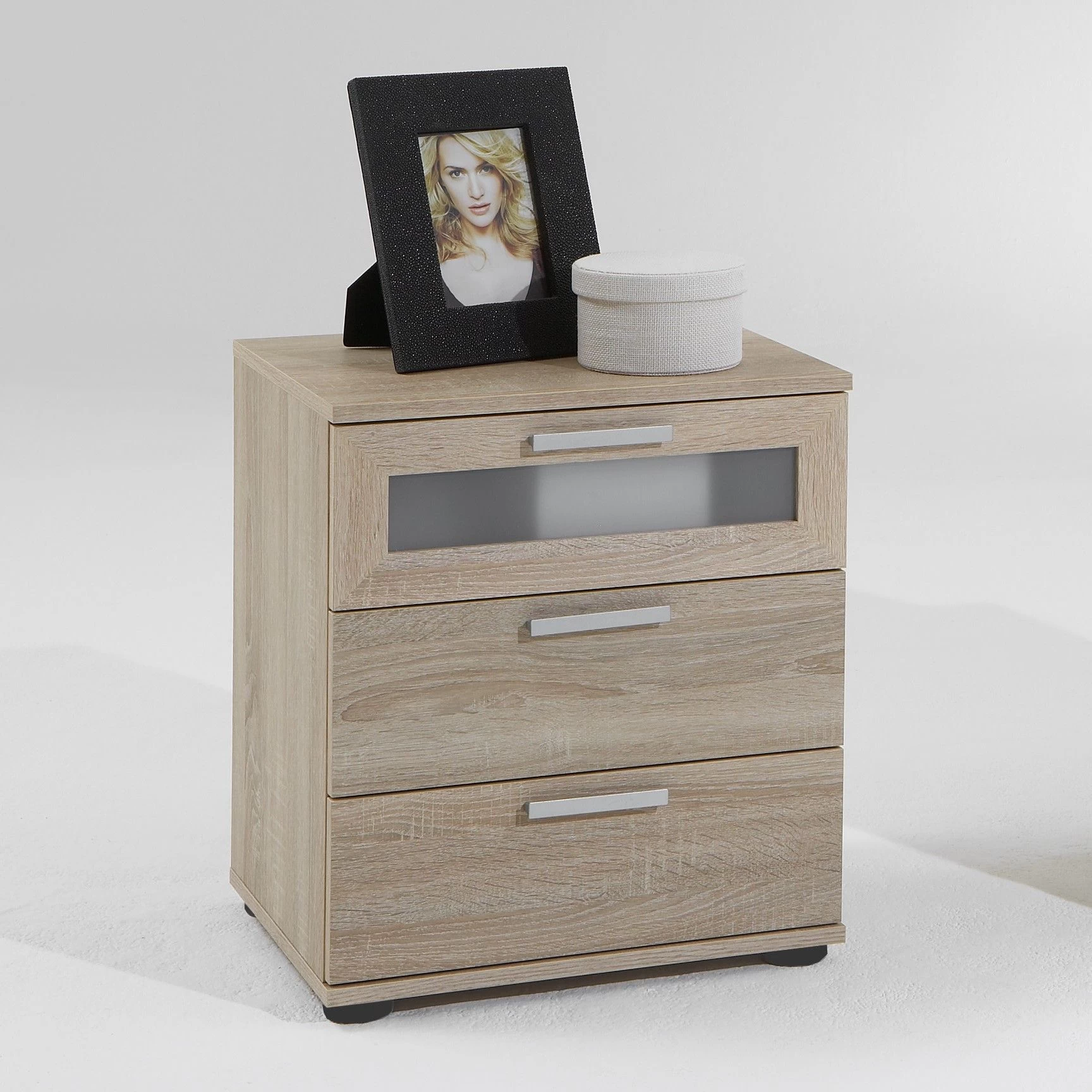 FMD Table De Chevet Jack à 3 Tiroirs - Chêne Brun 1 FMD Table De Chevet Jack à 3 Tiroirs - Chêne Brun