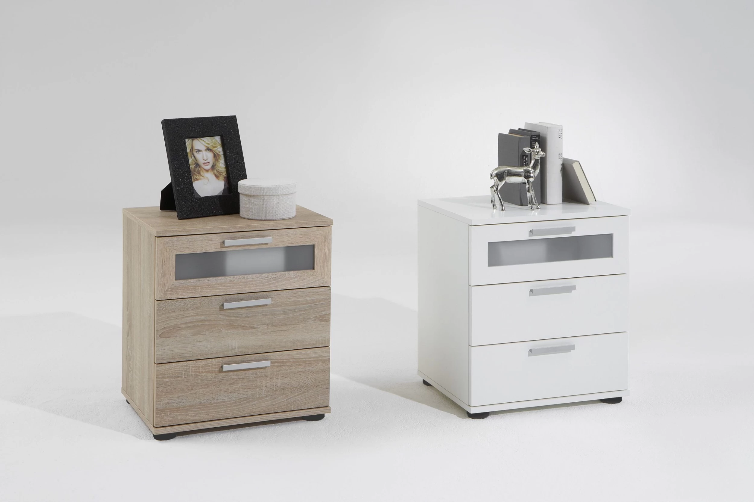 FMD Table De Chevet Jack à 3 Tiroirs - Chêne Brun 2 FMD Table De Chevet Jack à 3 Tiroirs - Chêne Brun – Image 2