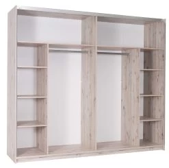 Armoire Paris 250 Cm Avec 2 Portes Coulissantes & Miroir - Chêne 6 Armoire Paris 250 Cm Avec 2 Portes Coulissantes & Miroir - Chêne -Magasin De Meubles Kledingkast Paris inside de78