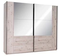 Armoire Paris 250 Cm Avec 2 Portes Coulissantes & Miroir - Chêne