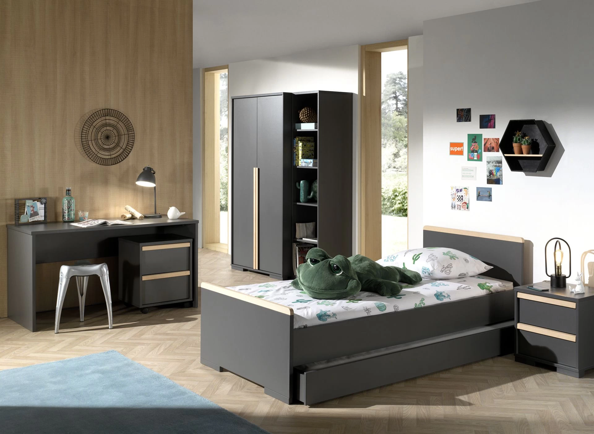 Armoire London 98cm Avec 2 Portes - Anthracite 3 Armoire London 98cm Avec 2 Portes - Anthracite – Image 3