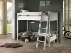 Lit Mezzanine London 90x200 Avec Armoire - Blanc -Magasin De Meubles LDCO1714 07 7996