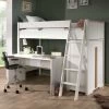 Lit Mezzanine London 90x200 Avec Armoire Et Bureau - Blanc