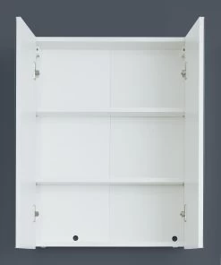 Armoire De Toilette Line : Blanc, Adapté Aux Pièces Humides, 2 Portes, 2 étagères 13 Armoire De Toilette Line : Blanc, Adapté Aux Pièces Humides, 2 Portes, 2 étagères -Magasin De Meubles Line Skin BD 1898 405 01 frontal geoeffnet 3818