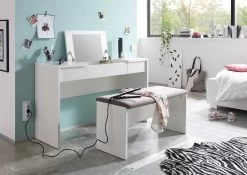 Coiffeuse Alizée 125cm 2 Tiroirs & 1 Porte - Blanc 9 Coiffeuse Alizée 125cm 2 Tiroirs & 1 Porte - Blanc -Magasin De Meubles Lipstick Schminktisch Bank Wei Offen 36 019 17 a41d