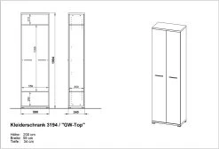 Armoire Vestiaire Tosun 59cm Avec 2 Portes - Blanc/chêne 8 Armoire Vestiaire Tosun 59cm Avec 2 Portes - Blanc/chêne -Magasin De Meubles MA 3194 BEM 64c1