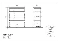 Chiffonnier Dudek 83cm Avec 4 Tiroirs - Blanc/chêne -Magasin De Meubles MA 3695 BEM b6c5