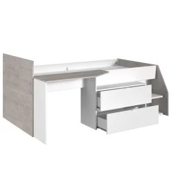 Lit Banquette Milky Avec Bureau Et Tiroirs - Blanc/chêne -Magasin De Meubles MILKY 2309 LITI OUV C ebcc